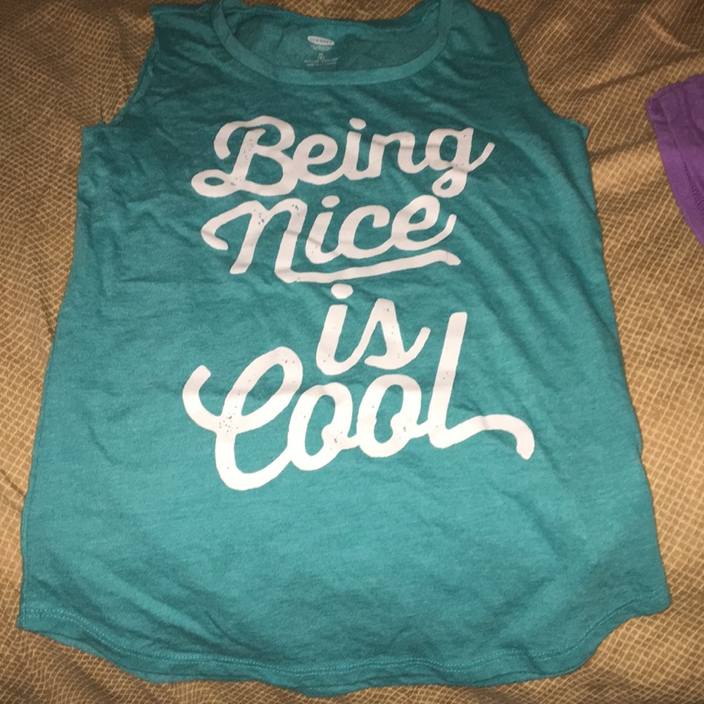 Old Navy Being Nice is Cool Distressed Cut Off Top